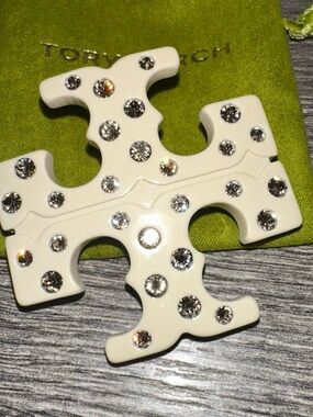 Tory Burch Double T Cream & Rhinestone Hair Clip